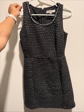 LOFT Black and White Tweed Mini Dress